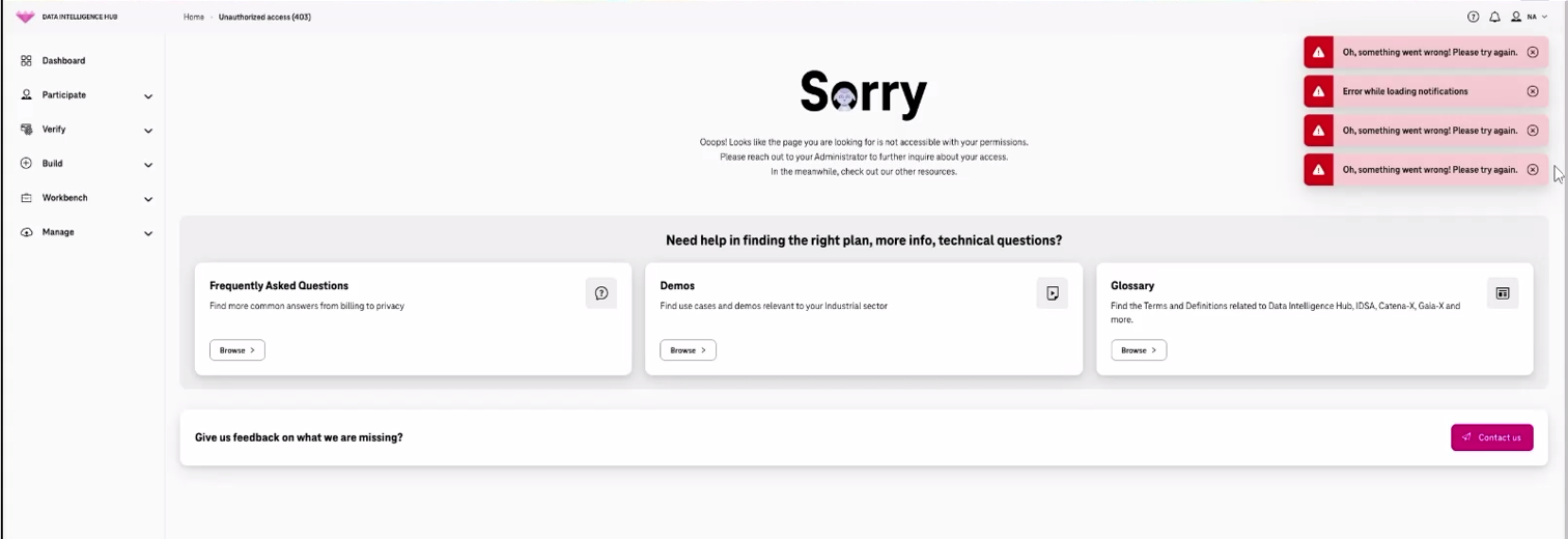 Login error notification